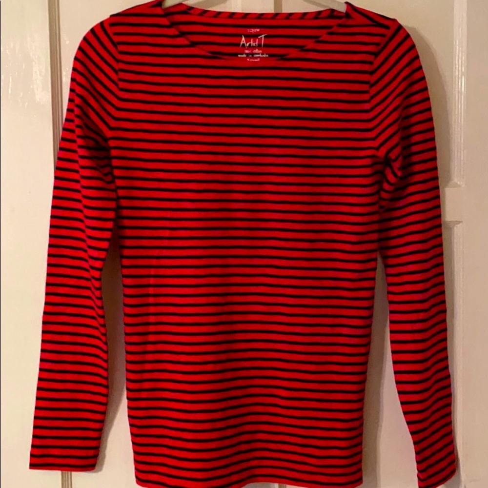 J.Crew Artist T orange w navy stripe